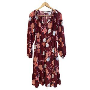 Loft Womens Ruffle 10 Brown Floral Polyester Dress